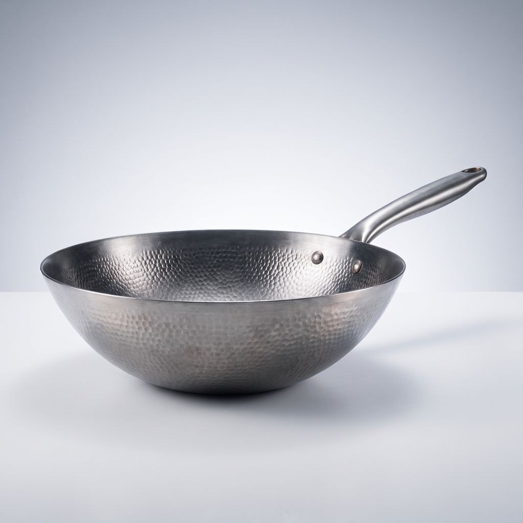 Handgehämmerter Titan-Wok – Seitenansicht